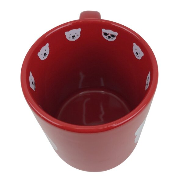 Coca Cola Polar Bear Red White Coffee Mug Cup with Emojis on inside rim 14 oz - Picture 6 of 13